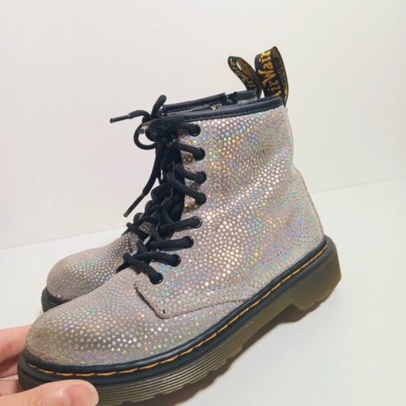 Dr. Martens 1460 8 Eye Iridescent Spot Metallic Suede Boots Girls Size 1 - Picture 9 of 10